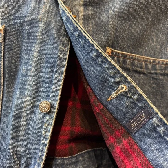 VINTAGE Polo Ralph Lauren authentic Denim Chore Flannel Lined jacket coat L USA! - Picture 15 of 16